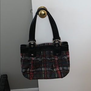 Black and red plaid Coach shoulder bag